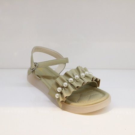 여성 진주 웨딩 스트랩 샌들 카키