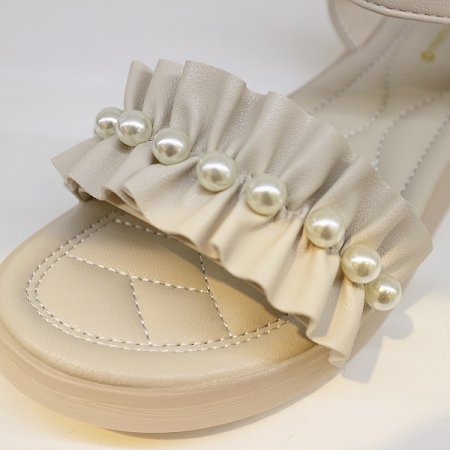 여성 진주 웨딩 스트랩 샌들 화이트