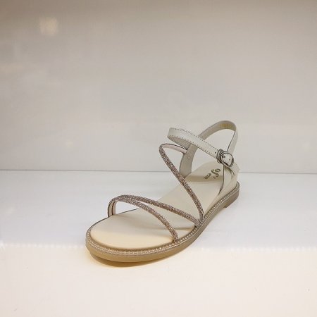 여성 발편한 큐빅 라인 샌들 아이보리