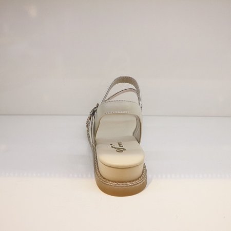 여성 발편한 큐빅 라인 샌들 아이보리