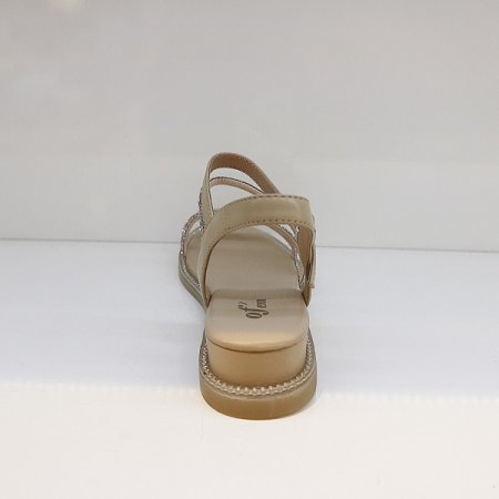 여성 발편한 큐빅 라인 샌들 베이지