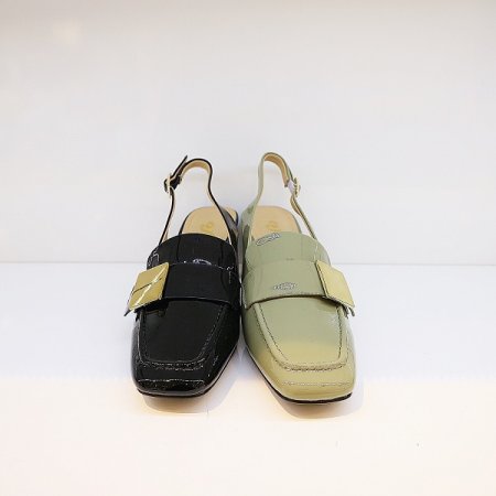 여성 에나멜 슬링백 통굽힐 2종