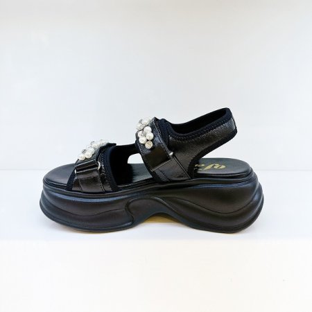 여성 6CM 찍찍이 통굽 샌들 A