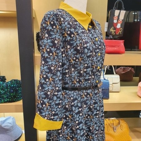 프린트 배색 원피스