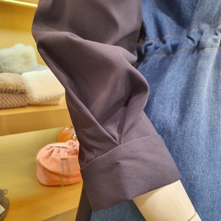 르렌치청배색 원피스