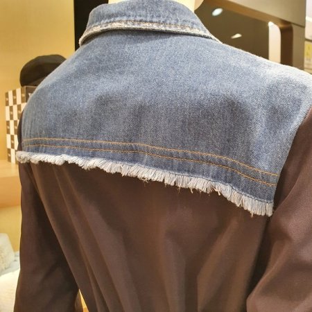 르렌치청배색 원피스