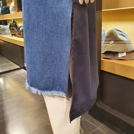 르렌치청배색 원피스