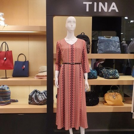 브이넥 롱 원피스