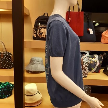 실크 배색 티셔츠