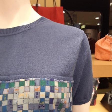 실크 배색 티셔츠