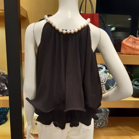 진주 민소매 블라우스