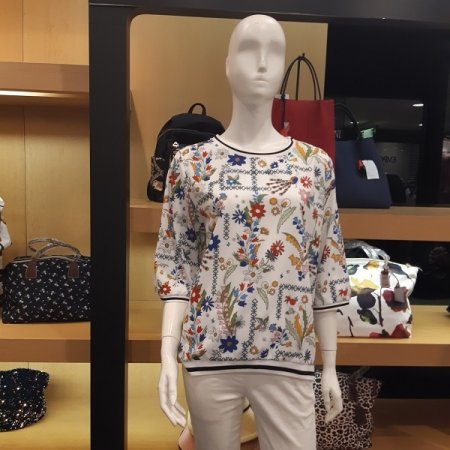 꽃밭 나염 블라우스