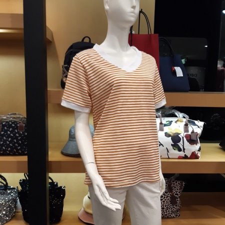 브이넥 단가라 티