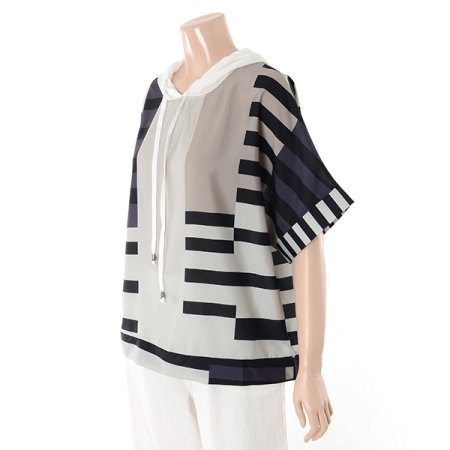 실크후드 블라우스