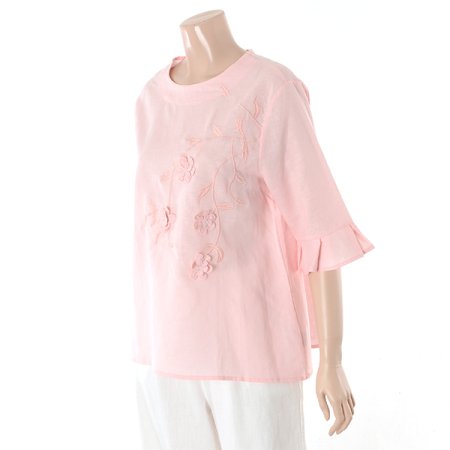 소매프릴 린넨블라우스