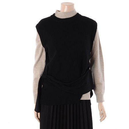 리본 골지 니트 베스트