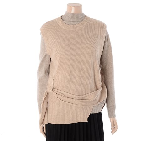 리본 골지 니트 베스트