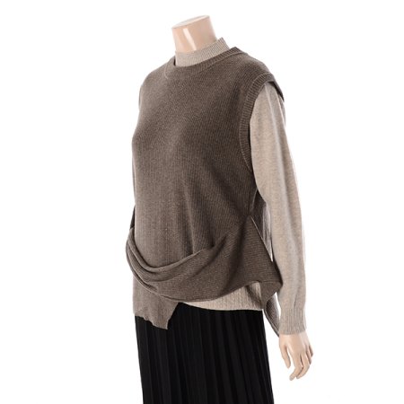 리본 골지 니트 베스트