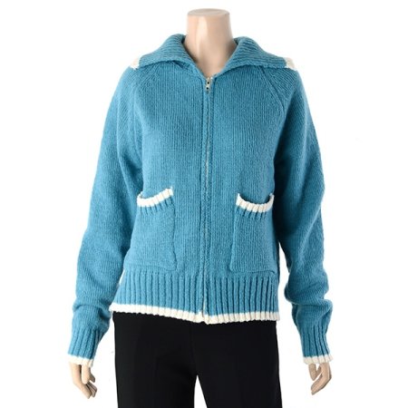 배색지퍼가디건