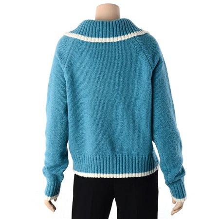 배색지퍼가디건