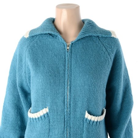 배색지퍼가디건