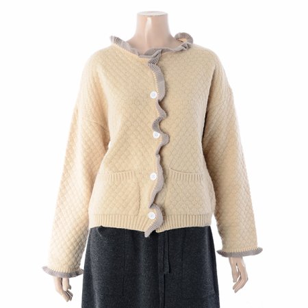 프릴트리밍가디건