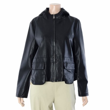 후드포켓레더쟈켓