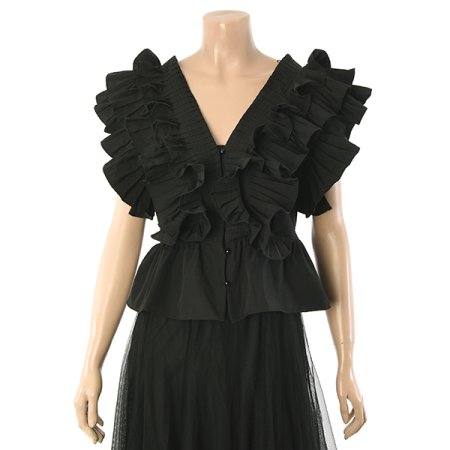 브이넥프릴블라우스