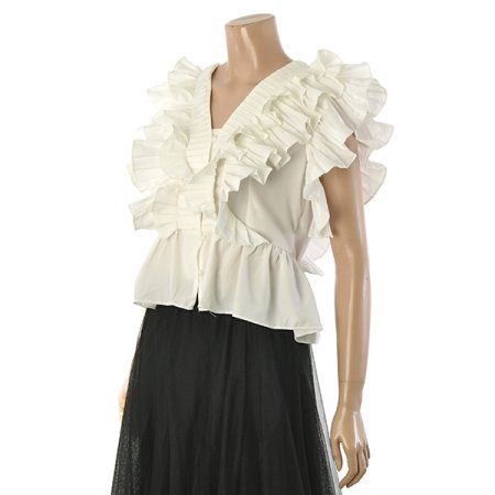 브이넥프릴블라우스