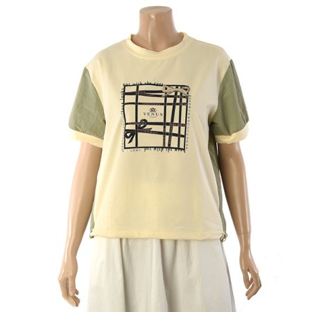 스퀘어 리본 그래픽 숏슬리브 티셔츠