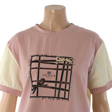 스퀘어 리본 그래픽 숏슬리브 티셔츠