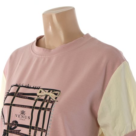 스퀘어 리본 그래픽 숏슬리브 티셔츠