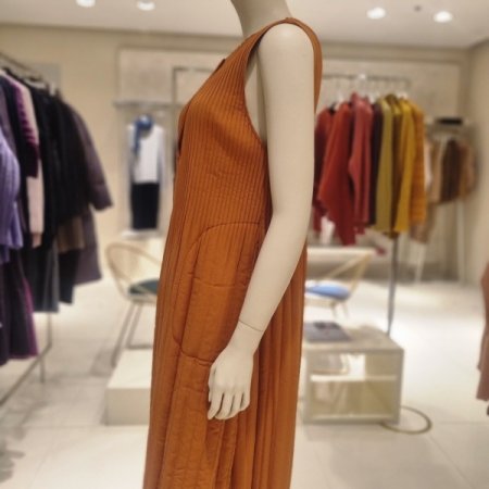 단작누비민소매원피스