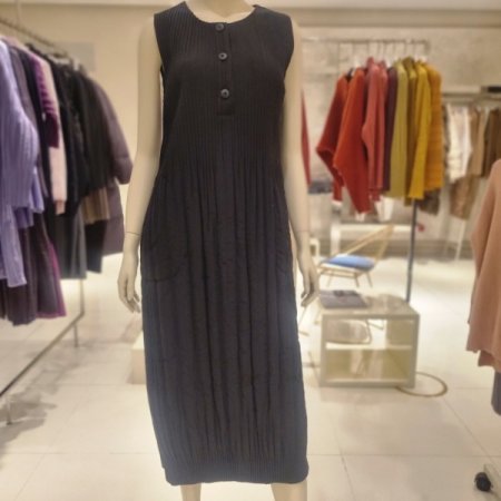 단작누비민소매원피스