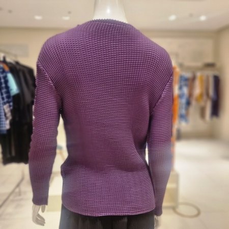 하이넥 와플블라우스