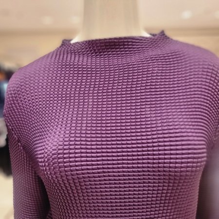 하이넥 와플블라우스