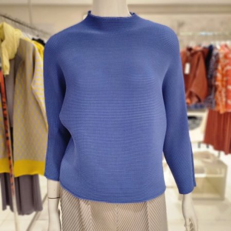 와플주름반목 티블라우스