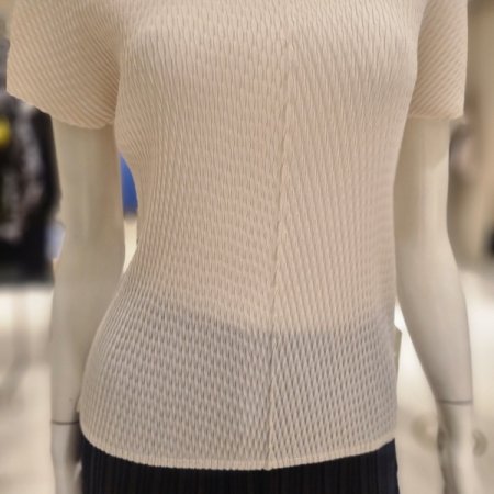 사선주름반팔 티