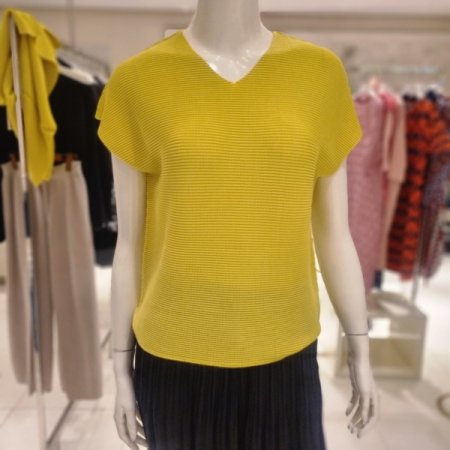 와플주름 프렌치 티블라우스