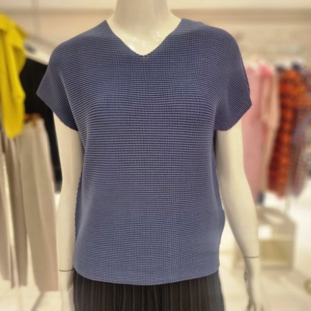 와플주름 프렌치 티블라우스