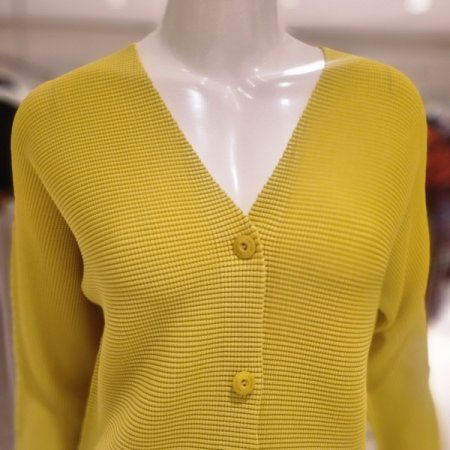 와플주름 V넥가디건