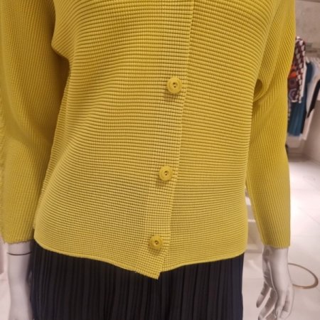 와플주름 V넥가디건