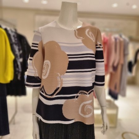 멀티스트라이프 꽃 티블라우스