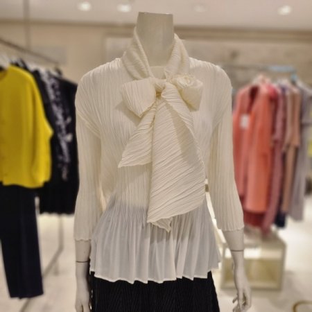 보리주름7부 스카프블라우스