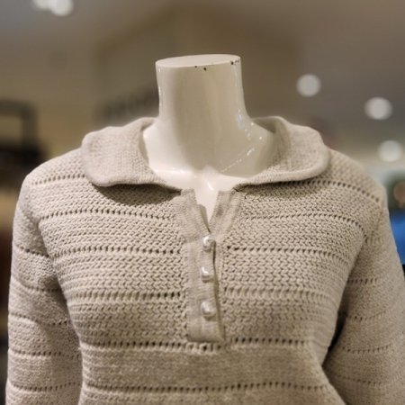 진주 단추 니트 티셔츠