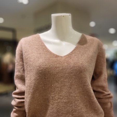 V넥 펄 니트 티셔츠