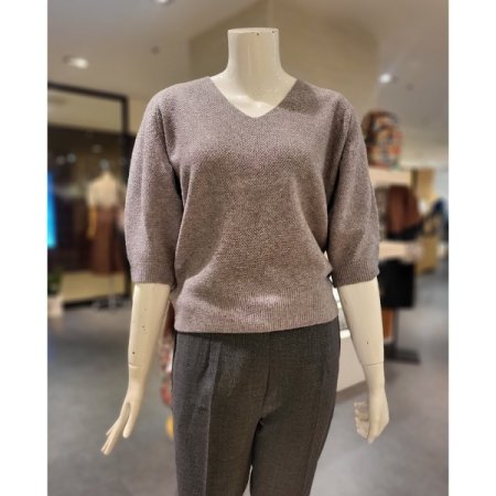 5부 소매 니트 티셔츠