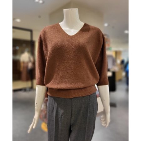 5부 소매 니트 티셔츠