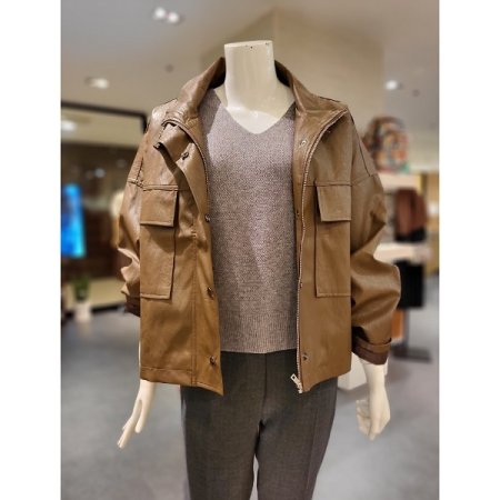 셔링 에코 가죽 점퍼