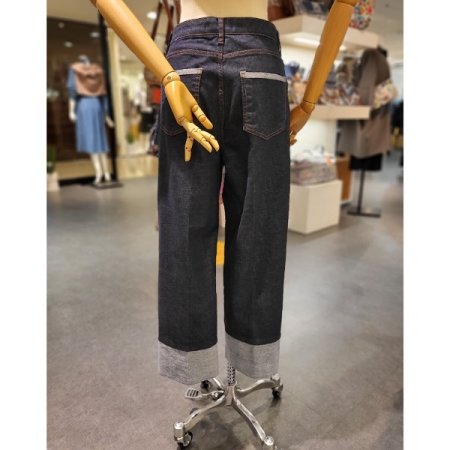 배색 데님 팬츠